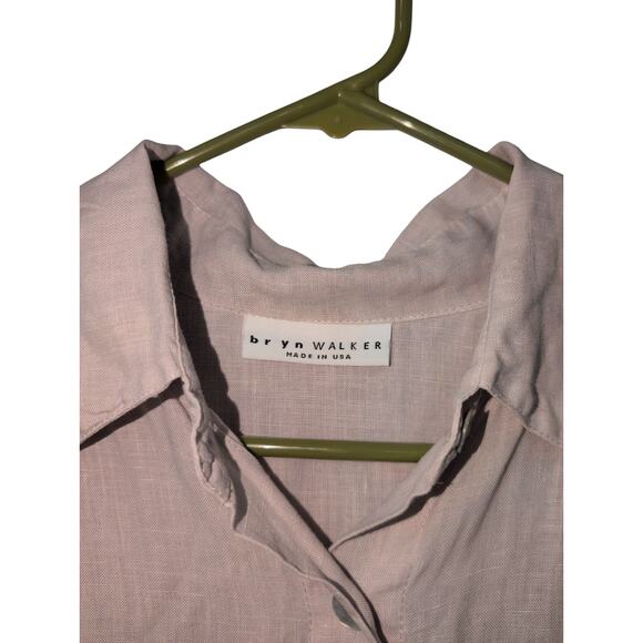 Bryn Walker Gray Linen Top – Size 2X, Oyster Buttons, Made in USA - Picture 2 of 3